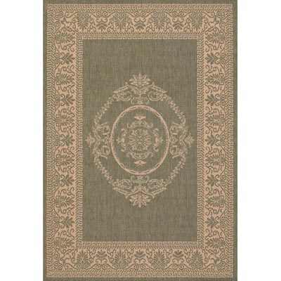 Couristan Couristan Recife 7 Round Antique Medallion Green Natural Area Rugs