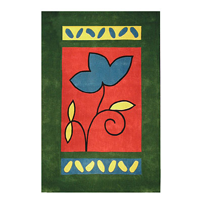 Nejad Rugs Nejad Rugs The Bright Collection 5 x 8 A Single Flower Emerald/Rose Area Rugs