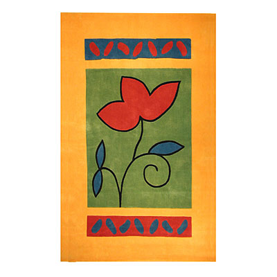 Nejad Rugs Nejad Rugs The Bright Collection 4 x 6 A Single Flower Yellow/Green Area Rugs