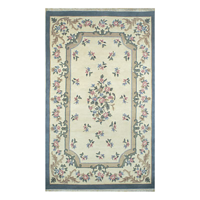 Nejad Rugs Nejad Rugs French Country 9 x 12 Floral Aubuson Ivory/Blue Area Rugs