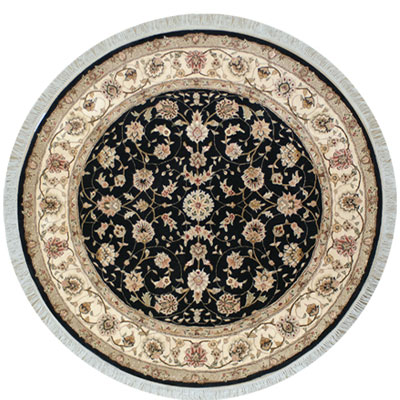 Nejad Rugs Nejad Rugs Silk & Wool 8 Round Tabriz Black/Ivory Area Rugs