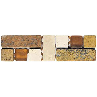 Alfagres Alfagres Tumbled Marble Gema Series - Glass Inserts Boticcino Dorado - Orange Glass Tile & Stone