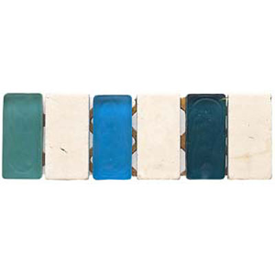 Alfagres Alfagres Tumbled Marble Gema Series - Glass Inserts Boticcino Ocean Blue Sky Blue - Green Glass Tile & Stone