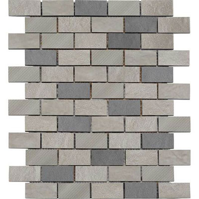 American Olean American Olean Refined Metals Brick Joint Mosaic 2 x 1 Stainless Gunmetal Tile & Stone