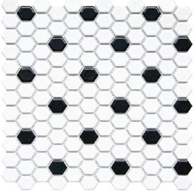 Chesapeake Flooring Chesapeake Flooring Glazed Porcelain Mosaics Hexagon White Black Dot Tile & Stone