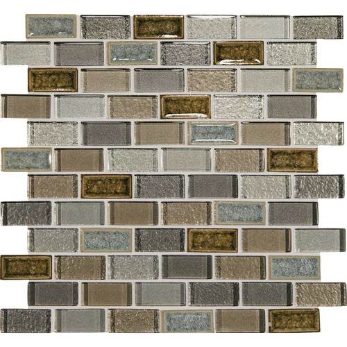 Daltile Daltile Crystal Shores 1 x 2 Brick Mosaic Sapphire Lagoon Tile & Stone