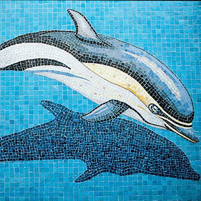Daltile Daltile Glass Mosaic Murals Dolphin with Shadow 31 x 49 Tile & Stone
