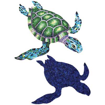 Daltile Daltile Glass Mosaic Murals Green Marine Turtle 27 x 39 Tile & Stone