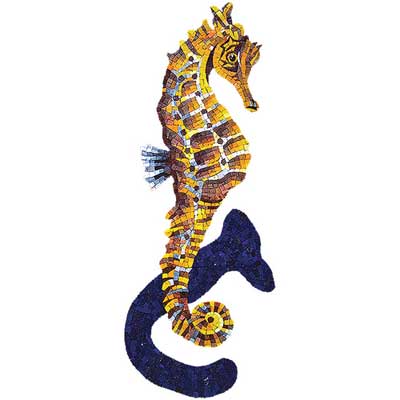 Daltile Daltile Glass Mosaic Murals Seahorse with Shadow 13 x 32 Tile & Stone