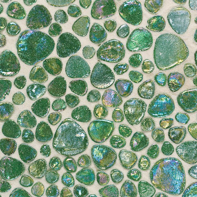 Daltile Daltile Glass Pebbles Mosaic Emerald Green Iridescent Tile & Stone