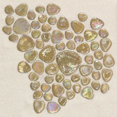 Daltile Daltile Glass Pebbles Mosaic Wheat Iridescent Tile & Stone