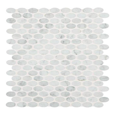 Daltile Daltile Marble Mosaics - Unique Shapes Carrara White Oval Mosaic Tile & Stone