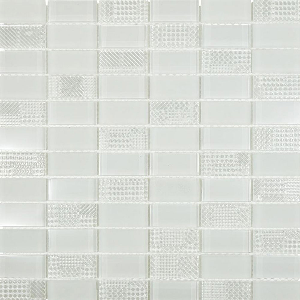 Diamond Tech Glass Diamond Tech Glass Captiva 1 x 2 Stacked Mosaic White Caps (Sample) Tile & Stone