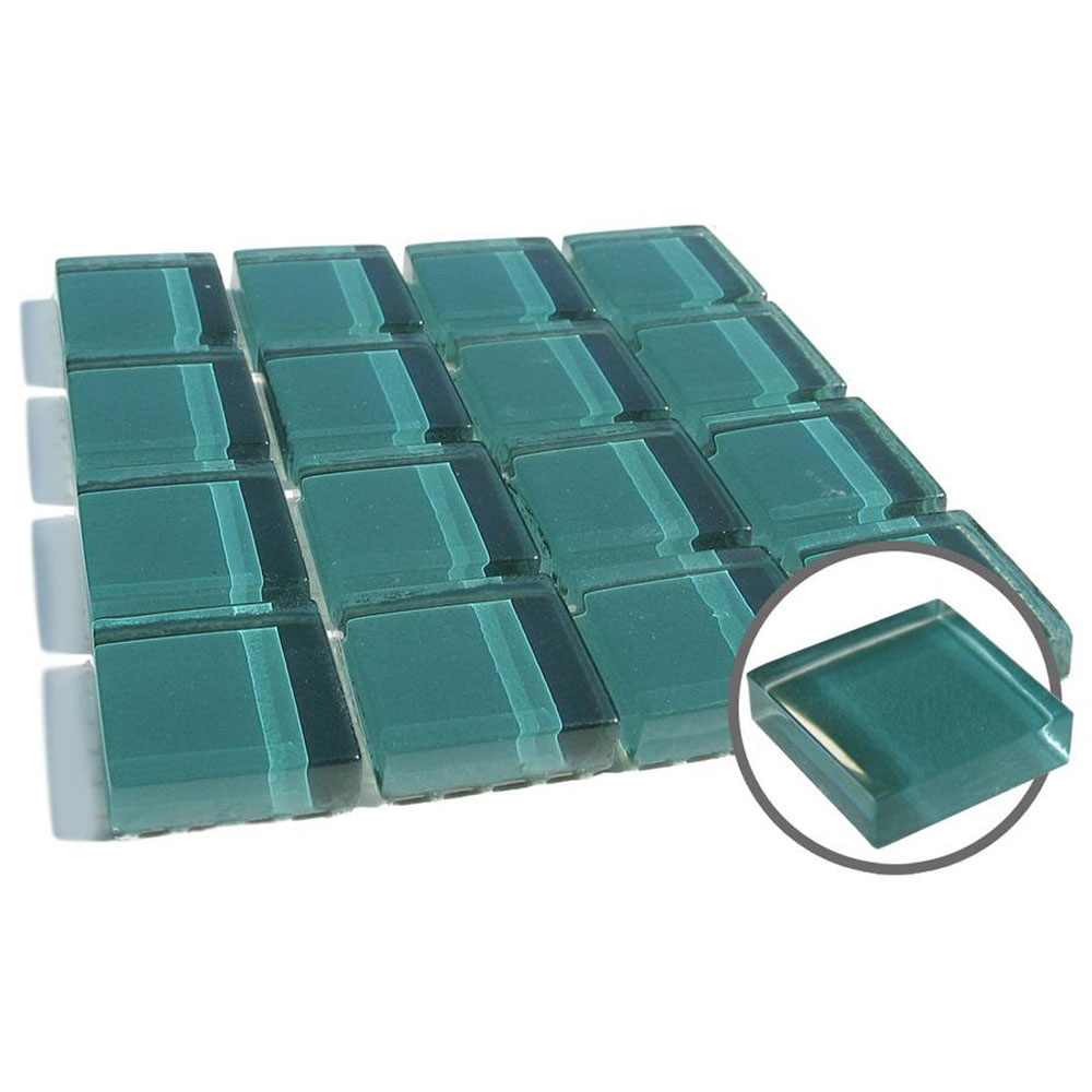 Diamond Tech Glass Diamond Tech Glass Dimension Mosaic 1 x 1 Teal (Sample) Tile & Stone