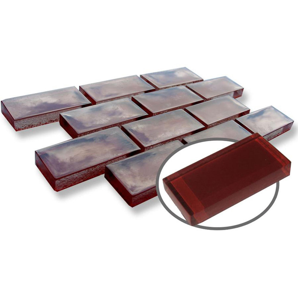 Diamond Tech Glass Diamond Tech Glass Dimension Mosaic 1 x 2 Red (Sample) Tile & Stone