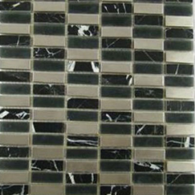 Diamond Tech Glass Diamond Tech Glass Impact 5/8 Stacked Glass & Stone & Metal Mosaic Midnight (Sample) Tile & Stone
