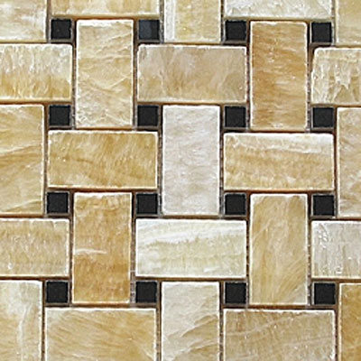Diamond Tech Glass Diamond Tech Glass Stone Series Basketweave Honey/Black Dot (Sample) Tile & Stone