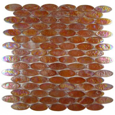Diamond Tech Glass Diamond Tech Glass Vista 2 x 3/4 Oval Iridescent Mosaic Relic Brown (Sample) Tile & Stone