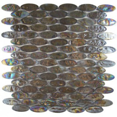Diamond Tech Glass Diamond Tech Glass Vista 2 x 3/4 Oval Iridescent Mosaic Harbor Mist (Sample) Tile & Stone