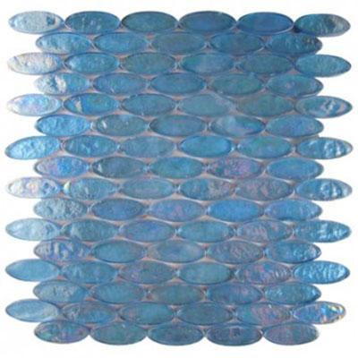Diamond Tech Glass Diamond Tech Glass Vista 2 x 3/4 Oval Iridescent Mosaic Fountain Blue (Sample) Tile & Stone