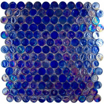 Diamond Tech Glass Diamond Tech Glass Vista 7/8 Round Iridescent Mosaic Liberty Blue (Sample) Tile & Stone
