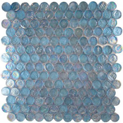 Diamond Tech Glass Diamond Tech Glass Vista 7/8 Round Iridescent Mosaic Fountain Blue (Sample) Tile & Stone