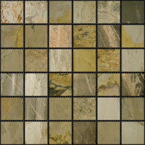 Stone Collection Stone Collection Indian Tumbled Slate 2 x 2 Mosaic Autumn Tile & Stone