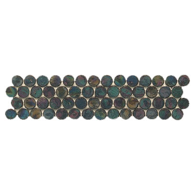 Interceramic Interceramic Interglass - Black / White Mosaic Black Penny Rounds Mosaic Listel Tile & Stone