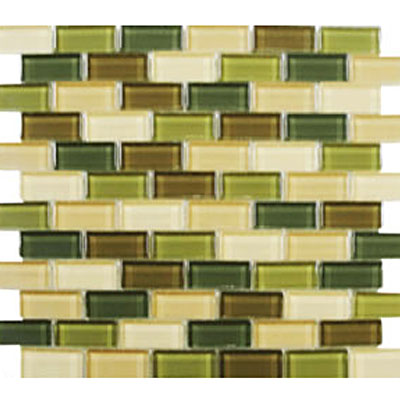 Interceramic Interceramic Interglass Shimmer Blends Mosaic 1 x 2 Foliage Tile & Stone