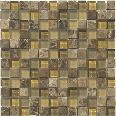 Interceramic Interceramic Pietra Cristal 12 x 12 Cubic Mosaic Golden Emperador Tile & Stone