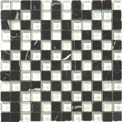 Interceramic Interceramic Pietra Cristal 12 x 12 Cubic Mosaic Nero Bianco Tile & Stone