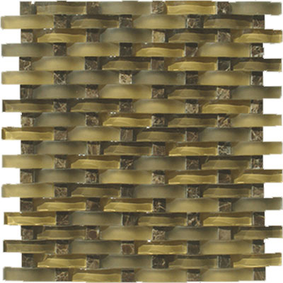 Interceramic Interceramic Pietra Cristal 12 x 12 Serpentine Mosaic Golden Emperador Tile & Stone