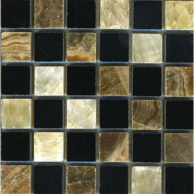 Maestro Mosaics Maestro Mosaics Stone Mosaic 1 x 1 Blend Honey Palace Black Pattern Tile & Stone