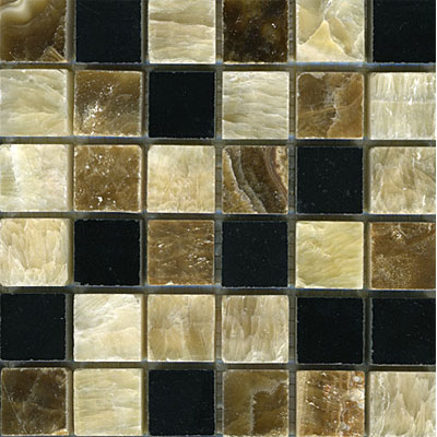 Maestro Mosaics Maestro Mosaics Stone Mosaic 1 x 1 Blend Honey Palace Black Onyx Random Tile & Stone