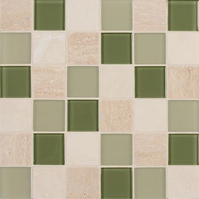 Mannington Mannington Accent Gallery Glass & Stone Blends 2 x 2 Mosaic Seagrass Blend (Sample) Tile & Stone