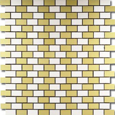 Metal Border Metal Border Pure Metal Brick Staggered Mosaic 1 x 2 Oro Tile & Stone