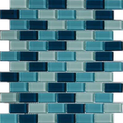 Tesoro Tesoro Aqua Blends 1 x 2 Crystal Mosaics Jamaica Tile & Stone