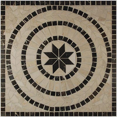 Tesoro Tesoro Square Polished Medallion 24 x 24 Marble and Travertine Corfu Tile & Stone