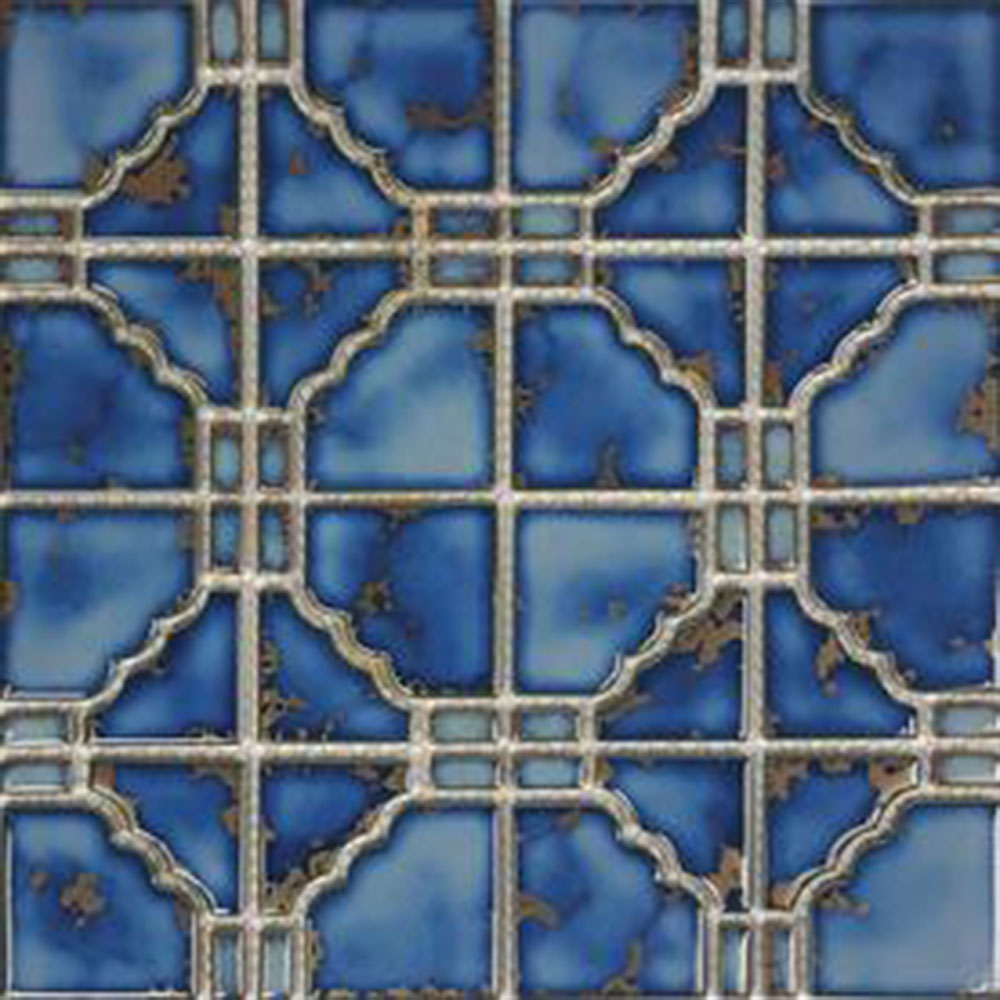 Tesoro Tesoro Sunburst Mosaic Terra Blue Tile & Stone