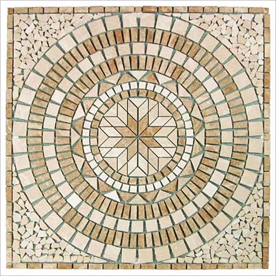 Tesoro Tesoro Square Tumbled Medallion 36 x 36 Marble and Travertine Madrid Tile & Stone