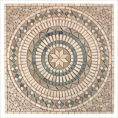 Tesoro Tesoro Square Tumbled Medallion 36 x 36 Marble and Travertine Messina Tile & Stone