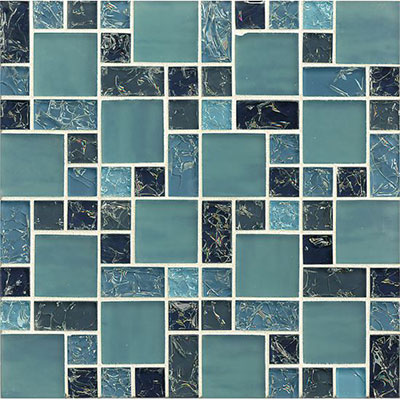 Tilecrest Tilecrest Ice Crackle Mosaic Gloss Blue Tile & Stone