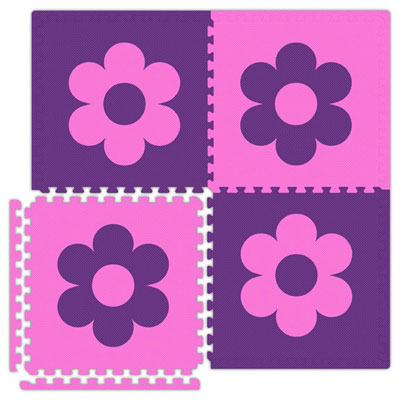 Alessco, Inc. Alessco, Inc. Economy Reversible Soft Floors Pink w Purple Flower / Purple w Pink Flower Rubber Flooring