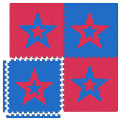 Alessco, Inc. Alessco, Inc. Economy Reversible Soft Floors Red w Royal Blue Star / Royal Blue w Red Star Rubber Flooring